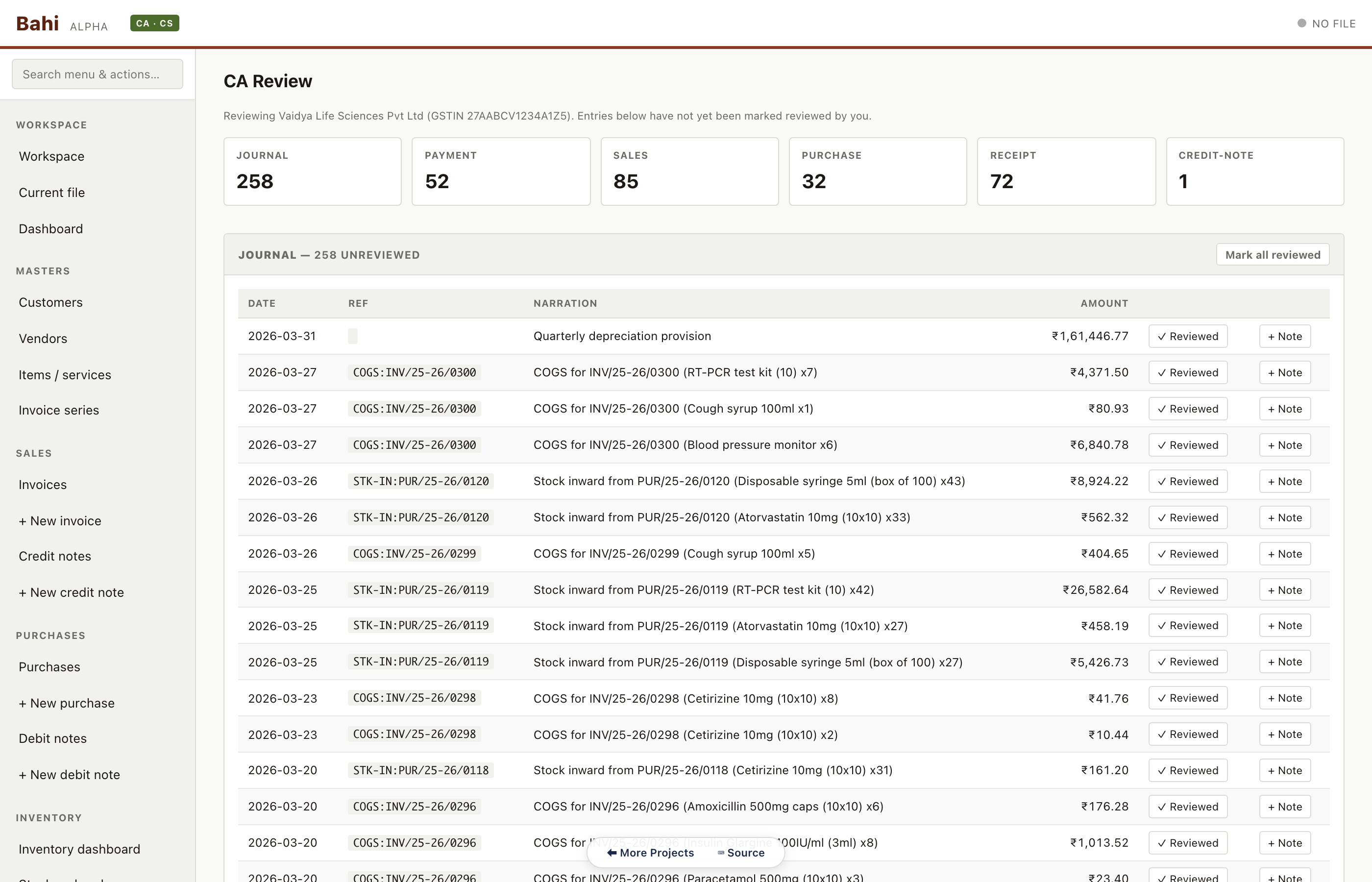 Client 1 — CA review panel