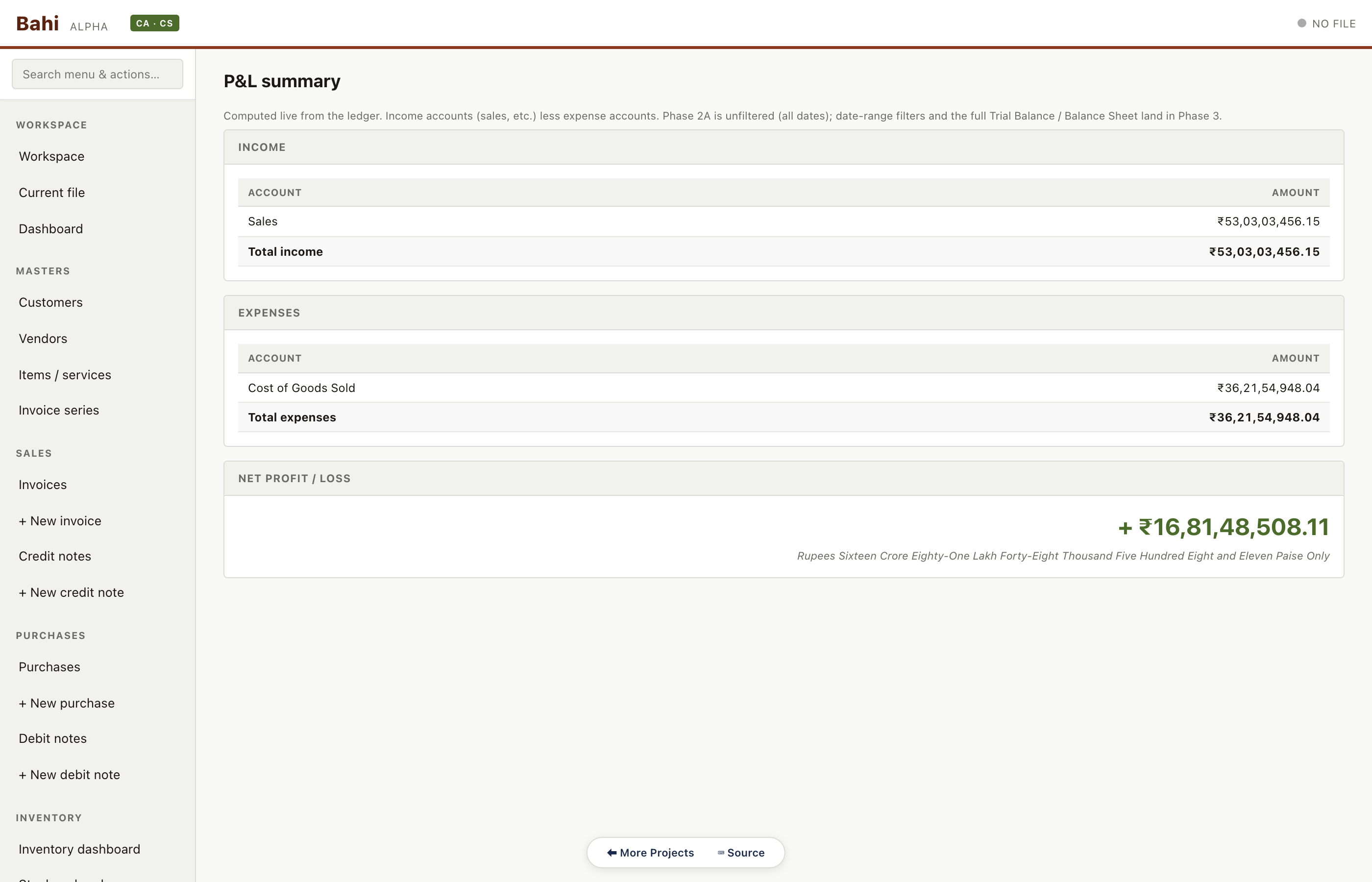 Client 2 — Profit & loss