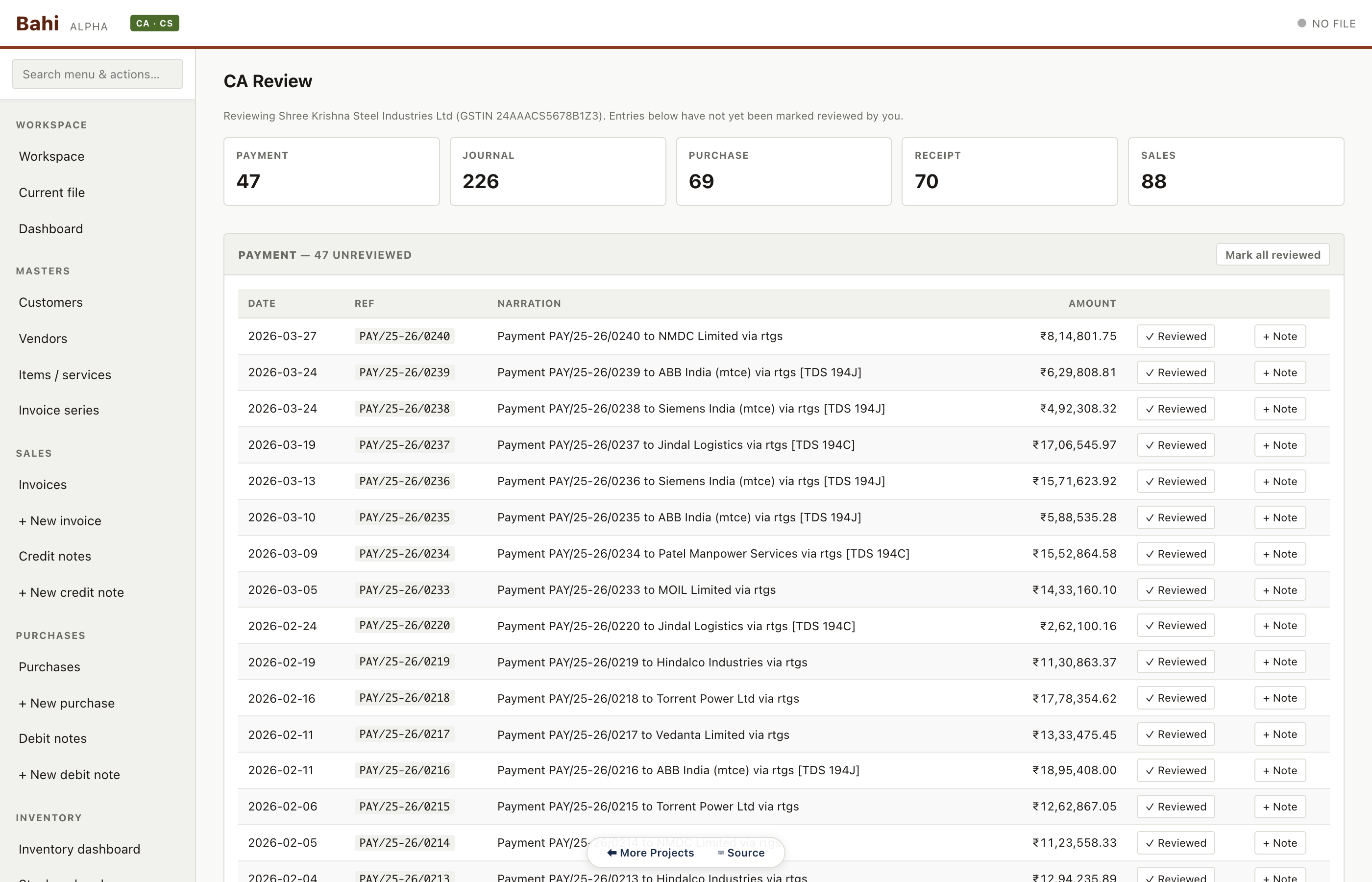 Client 2 — CA review panel