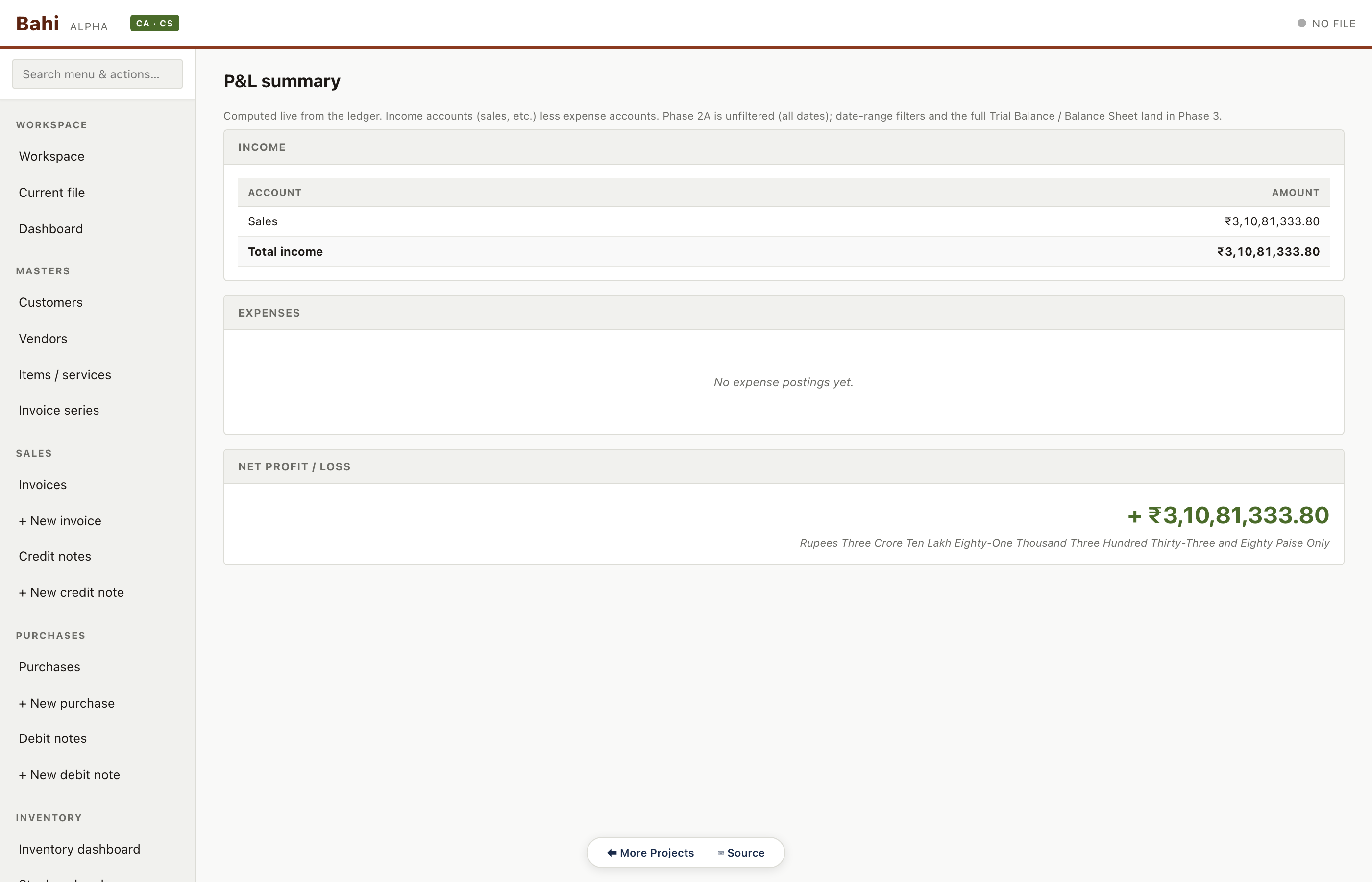 Client 3 — Profit & loss