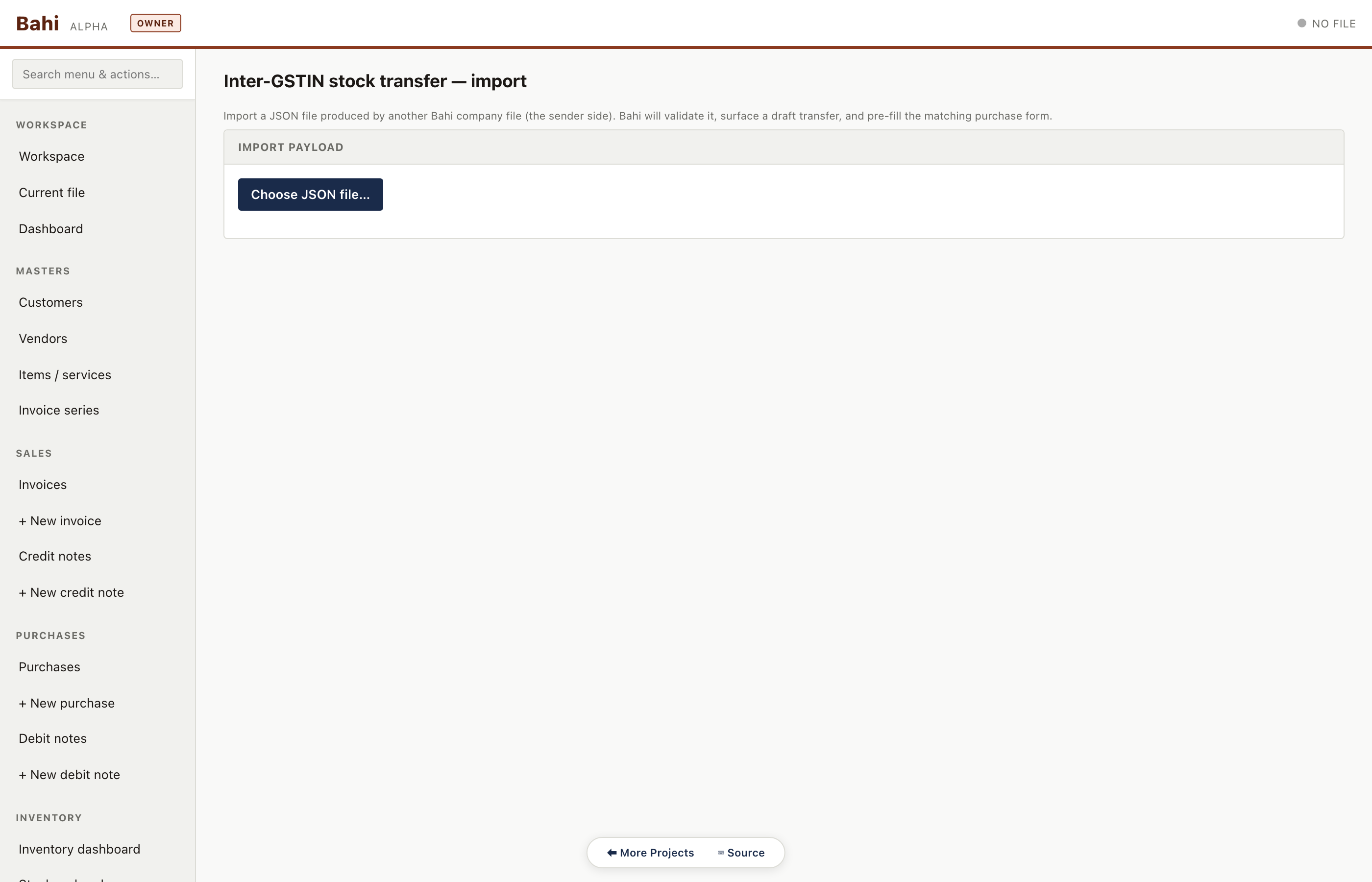 Stock transfer (inbound import)